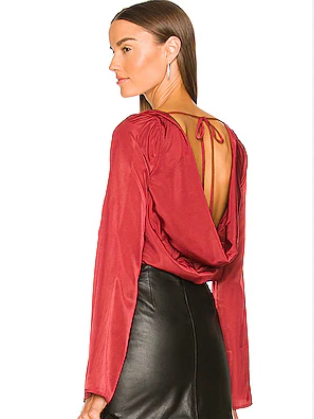 Revolve Brand - Camila Coelho Rust Red Satin Draped Bodysuit